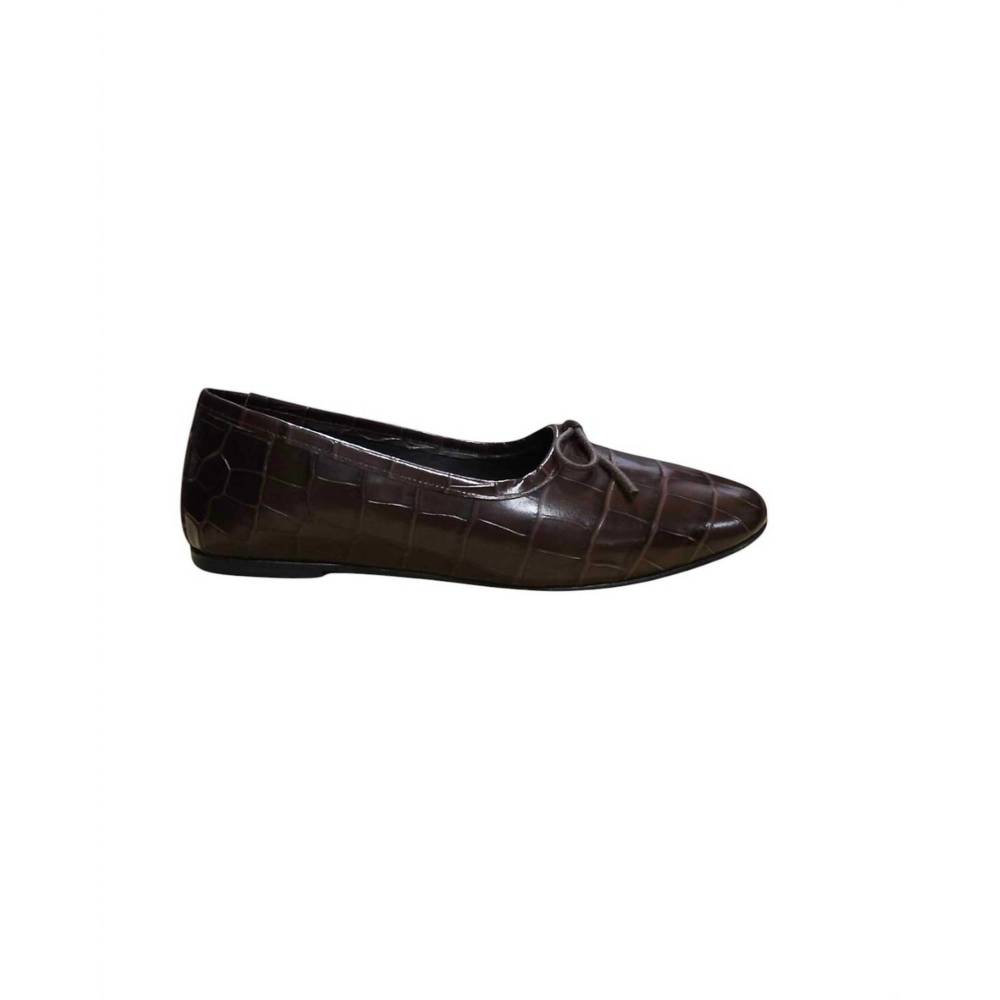 NEW FREDA SALVADOR women's roma round toe ballet flat in wood embossed croc
